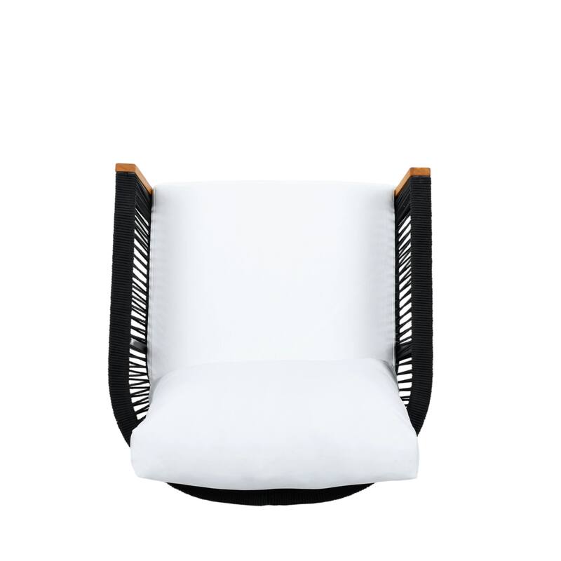 Christopher Knight Home - Mid-Century Modern Outdoor Acacia Wood Swivel Chair with Ceramic Tile Side Table