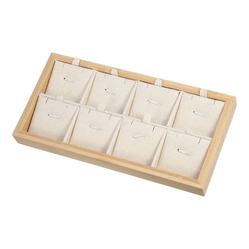 Bamboo Wood Pendant Tray, Stackable Storage Jewelry Tray Showcase Display Organizer for Pendants