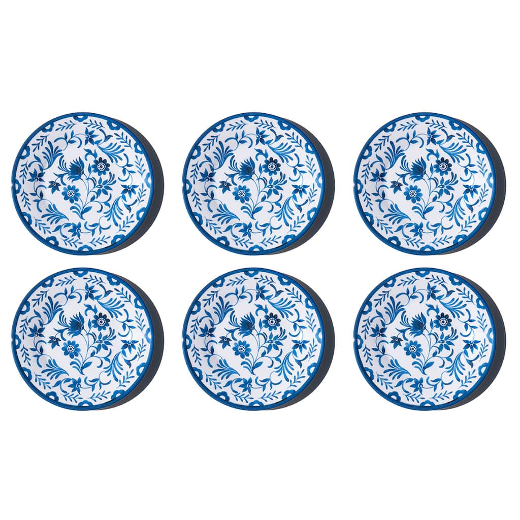 Abode Homewares Medallion Flower NewWave Melamine Salad Plate - Blue - 8.5" - Set of 6