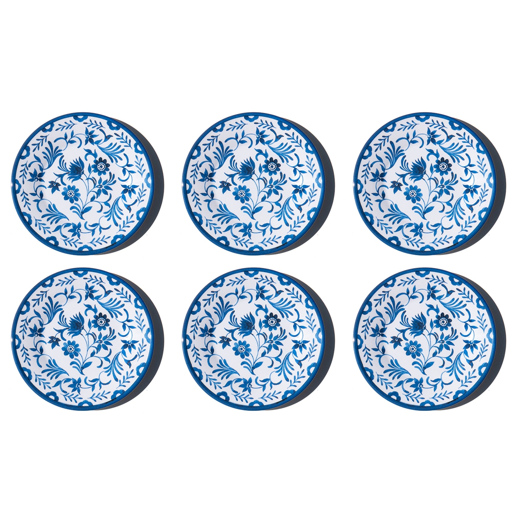 Abode Homewares Medallion Flower NewWave Melamine Salad Plate - Blue - 8.5" - Set of 6