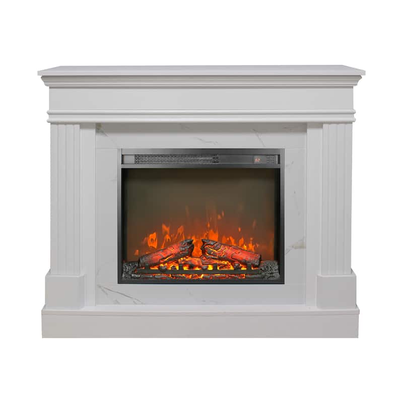 44" Electric Fireplace with Mantel,23" Fireplace Insert Heater, Realistic Log and Flame Effect, Remote Control, Timer