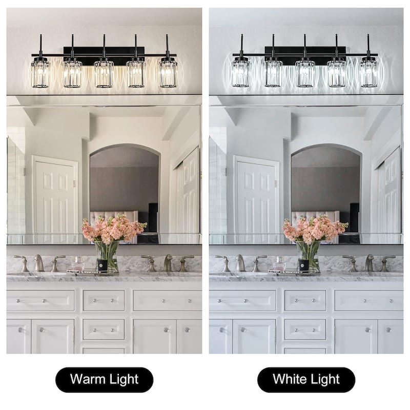Modern Black 1/2/3/4/5-Light Bathroom Crystal Vanity Light Wall Sconces