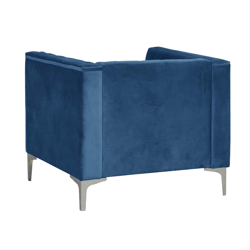 Morden Fort Modern 2 Pieces of Chair and Loveseat Set with Dutch Velvet Grey, Iron Legs