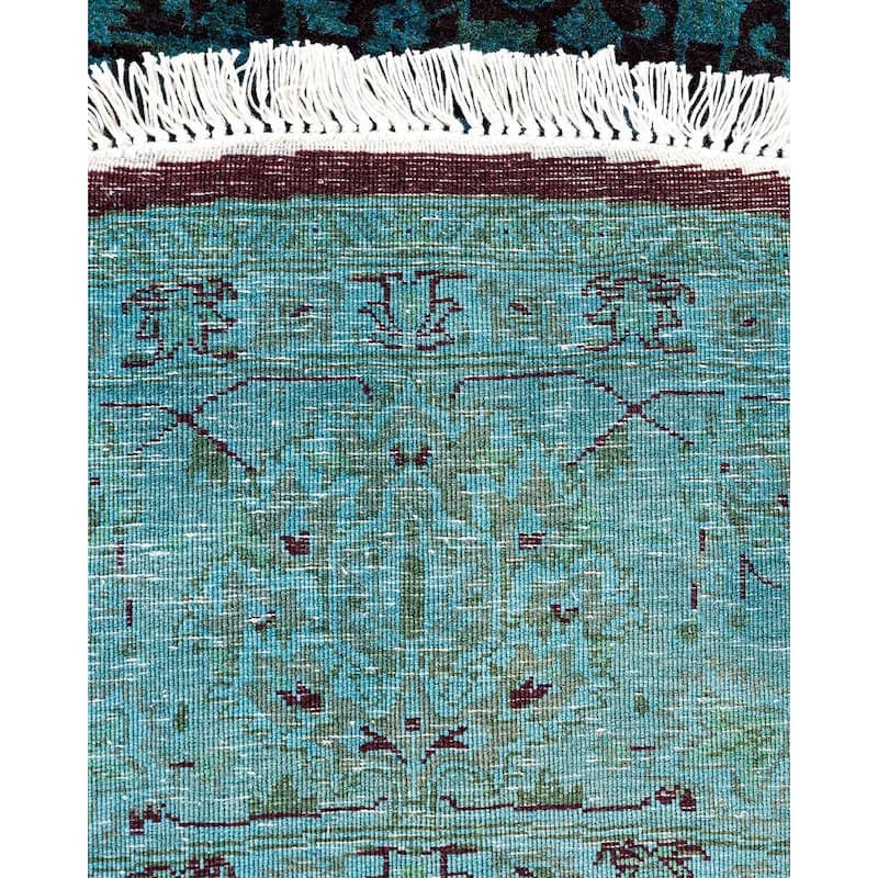 Fine Vibrance, One-of-a-Kind Hand-Knotted Area Rug - Green, 7' 1" x 7' 1" - 7' 1" x 7' 1"