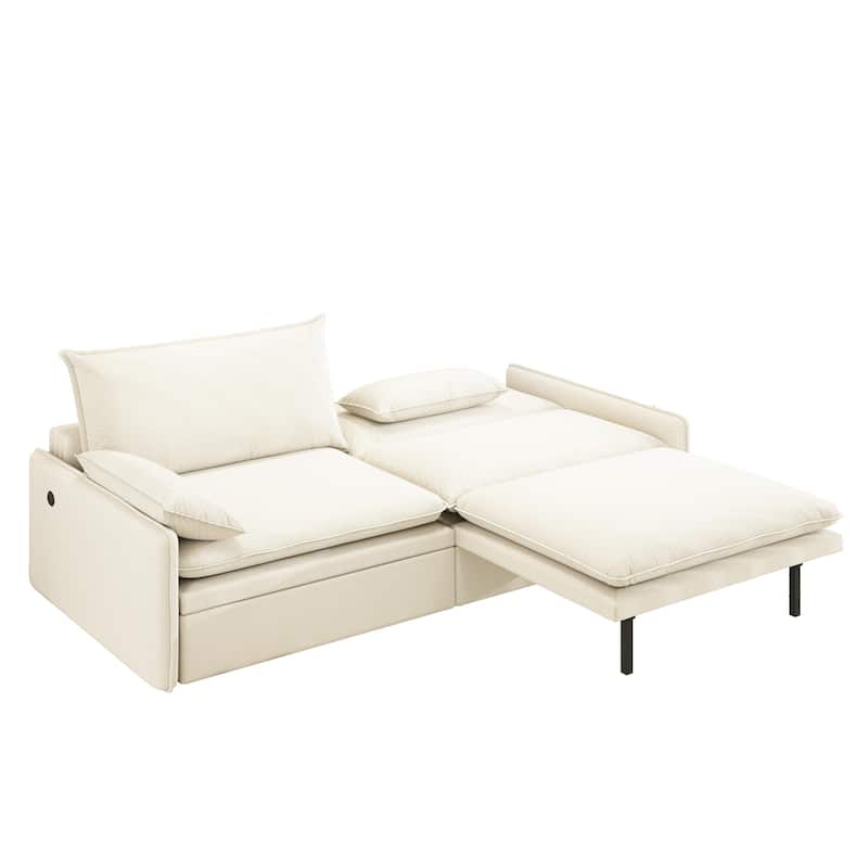 Convertible Sleeper Sofa Bed with Storage and USB Port Modern Chenille Fabric for Versatile Living Spaces