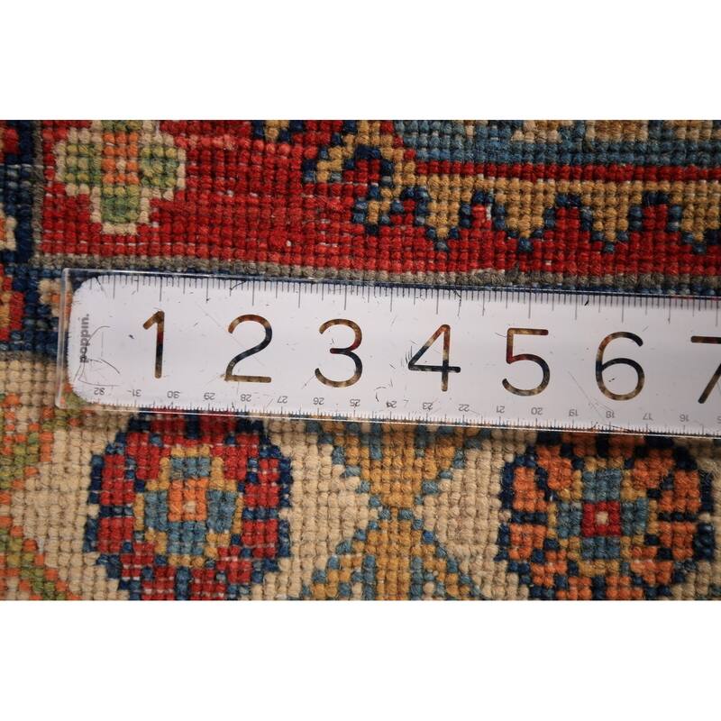 Geometric Red Kazak Oriental Foyer Rug Handmade Wool Carpet - 2'0" x 3'0"