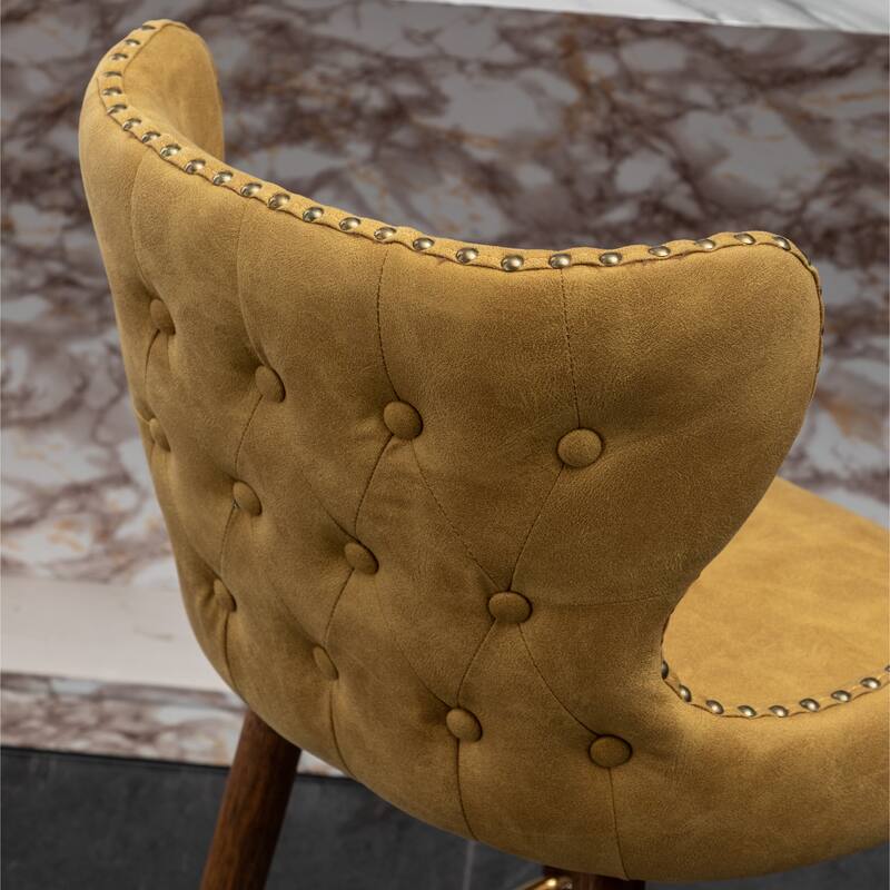 Roundhill Furniture Nevis Mid-century Modern Faux Leather Tufted Nailhead Trim Counter Stool Set of 2