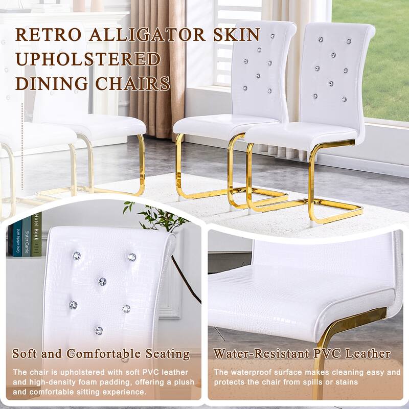 Dining Chair Side Chair Kitchen Chair Leisure Chair Lounge Chair White Gold Office Chair Armless Chair with Metal Legs