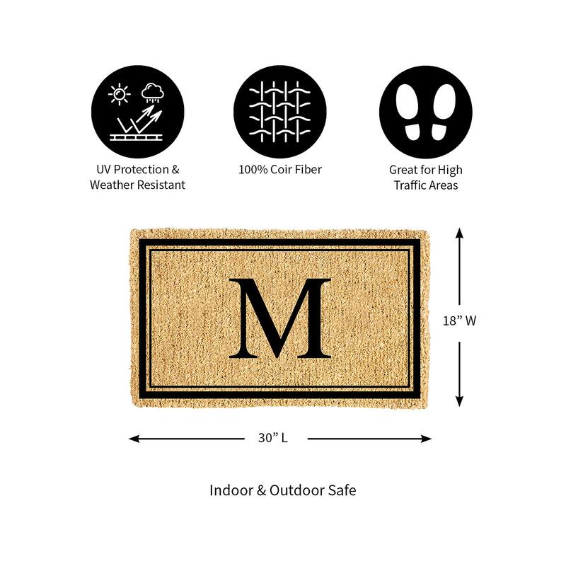28 in. x 16 in. Monogram Coir Mat, Letter "M"