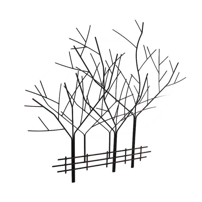 Mid Century Modern Copper Finished Wrought Iron Tree Wall Sculpture