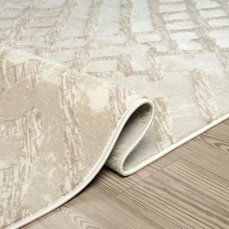 Abani Rugs TER190A Beige Cream Rustic Geometric Modern Area Rug
