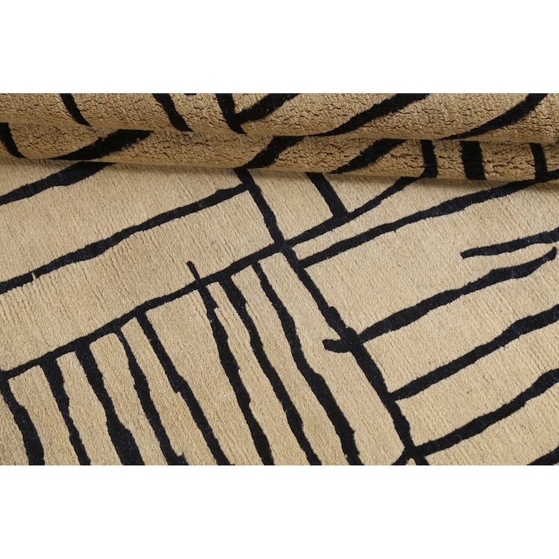 Vegetable Dye Abstract Nepalese Oriental Area Rug Wool Hand-knotted - 6'2" x 9'4"