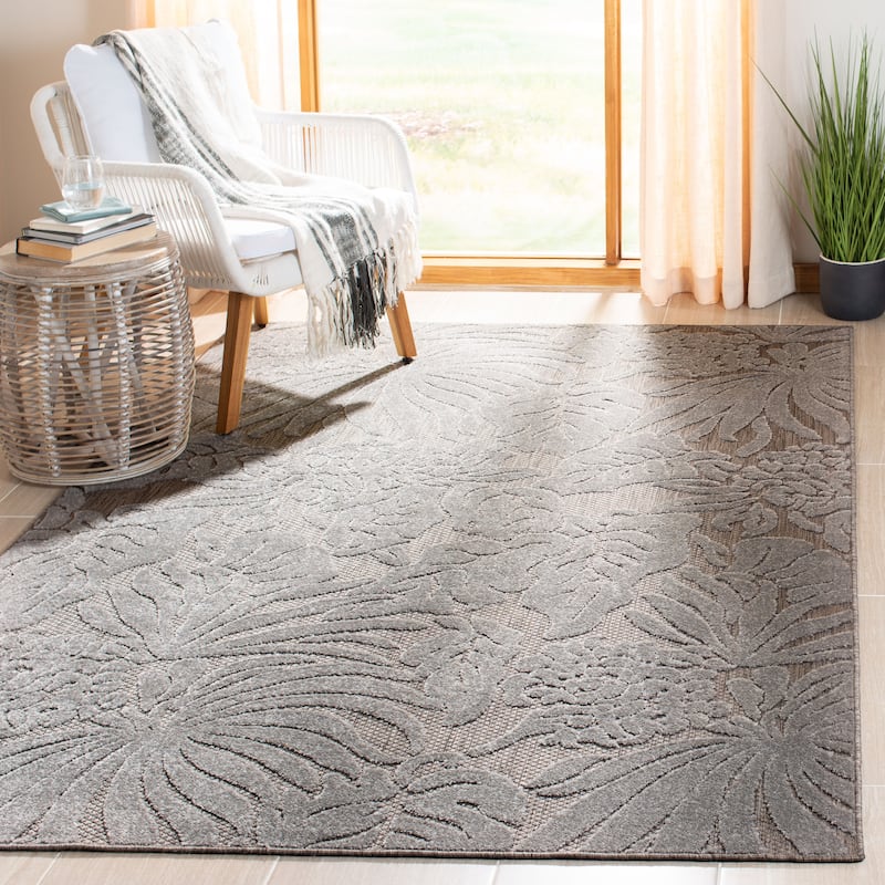SAFAVIEH Monroe Edris Modern Indoor/ Outdoor Waterproof Rug - 3'3" x 5'3" - Cement