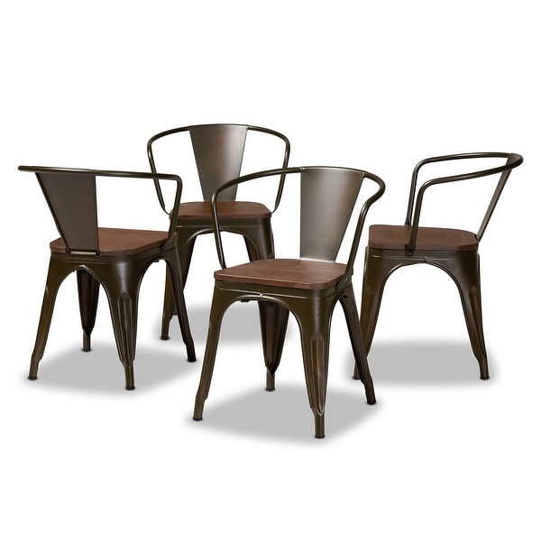 Ryland Modern Industrial Wood and Metal Dining Chair Set 4PC