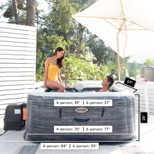 Portable Hot Tub Intex PureSpa Greywood Deluxe 6-Person Inflatable