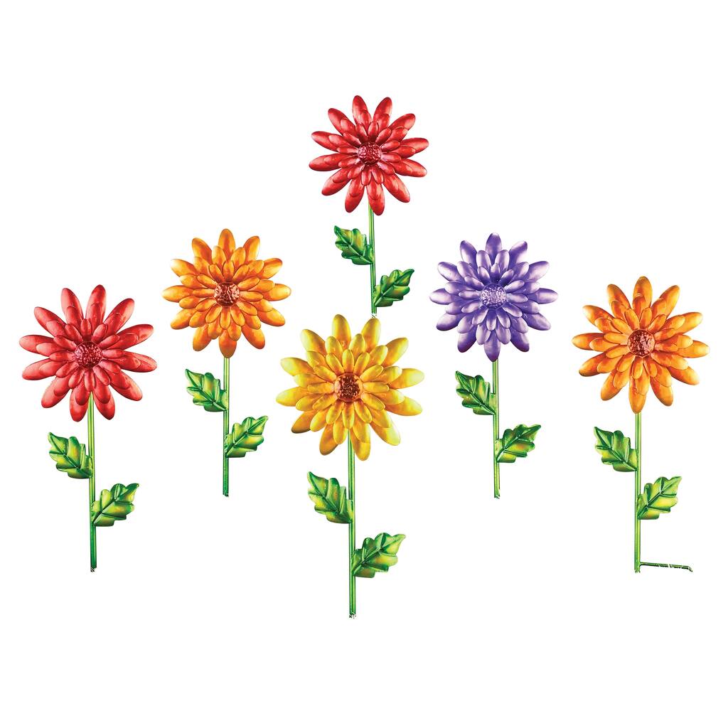 Fall Mums Decorative Wind Spinner Garden Stakes - Set of 6 - 17.000 x 8.750 x 3.500