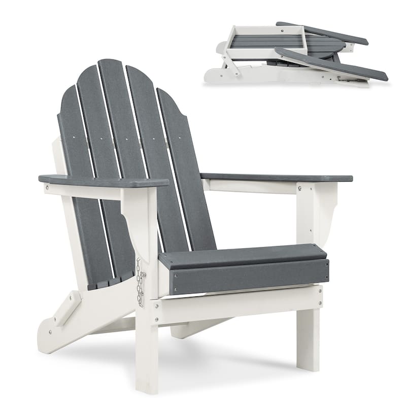 Aoodor HDPE Folding Adirondack Chair - 21.6"W x 32.3"D x 37"H - Gray