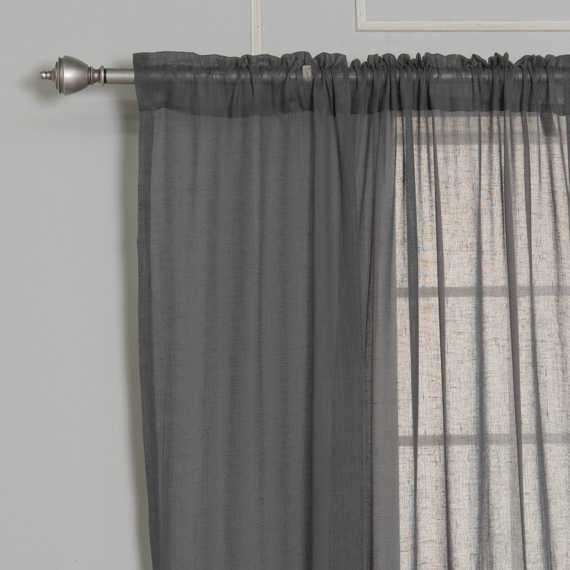 Aurora Home Ruffle Bottom Linen Look Curtain Panel Pair 52"W x 84"L
