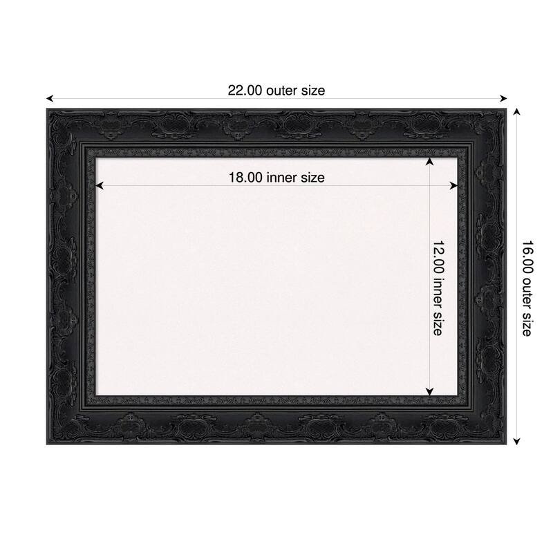 Filigree Gloss Black Framed Cork Board - Bulletin Board, Organization Board, Pin Board - White - 22 x 16 in