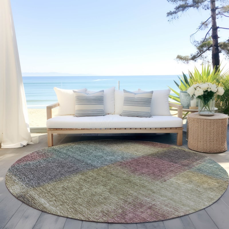 Machine Washable Indoor/ Outdoor Chantille Casual Ombre Rug - Beige - 8' x 8'
