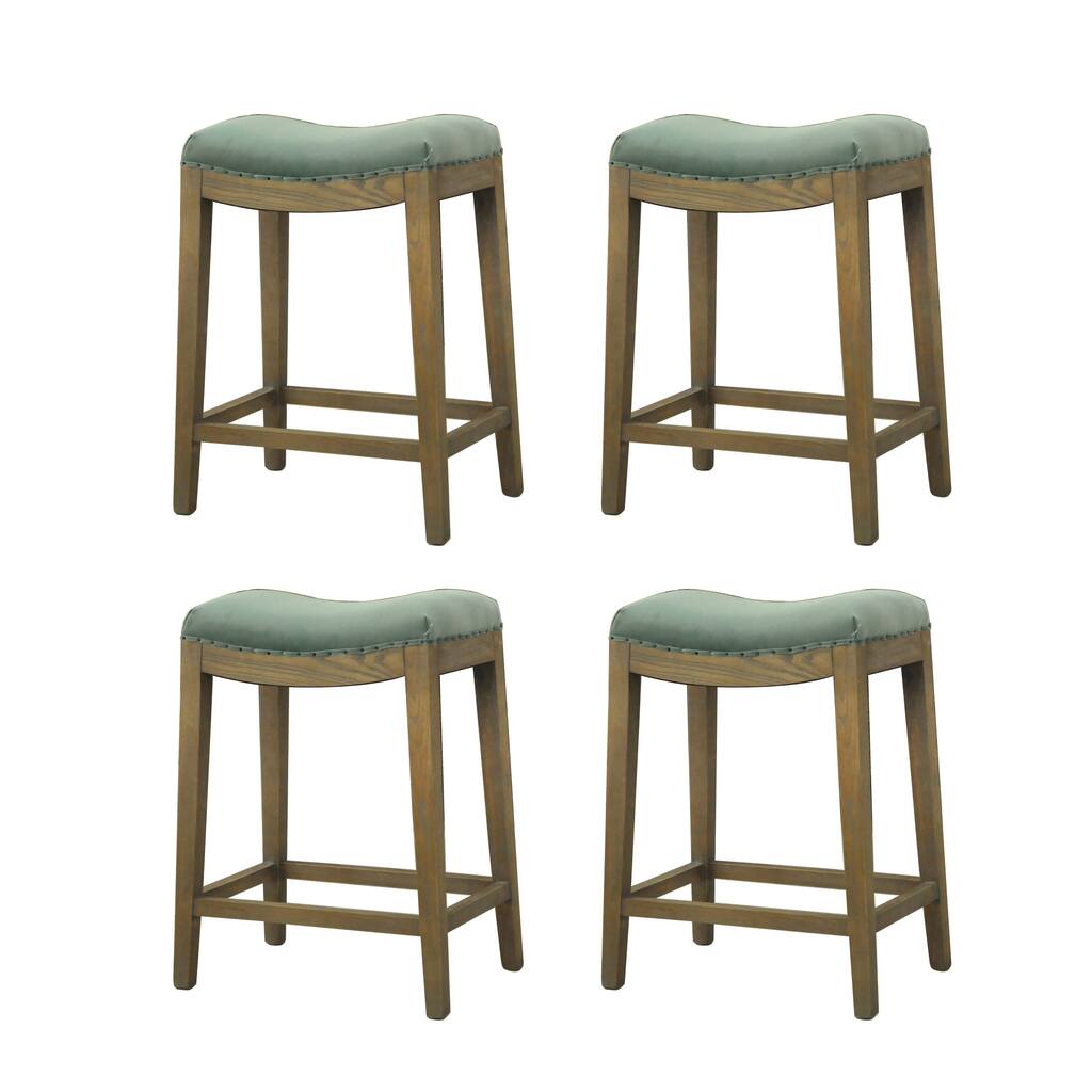 Carbon Loft Batson Modern French Style Counter Stool Blue Velvet (Set of 4)