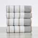 Luxurious Cotton Decorative Stripe Towel Set - Hand Towel (4-Pack) - Glacier Grey / Cappuccino