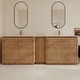 preview thumbnail 36 of 87, BNK 36"/40"/48"/52"/60"/64"/84"/92" Bathroom Vanity With Sink, Freestanding Bathroom Vanity with Doors and Adjustable Shelf 92''W×18.7''D×34.1''H - Imitative Oak