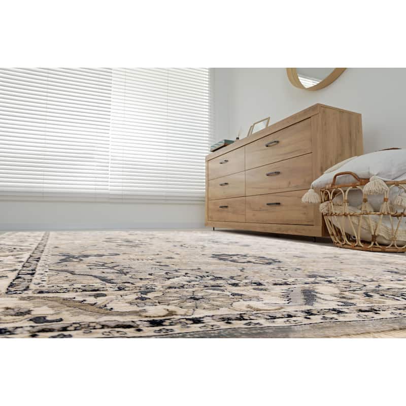 Santiago Classic Floral Cream Blue Area Rug