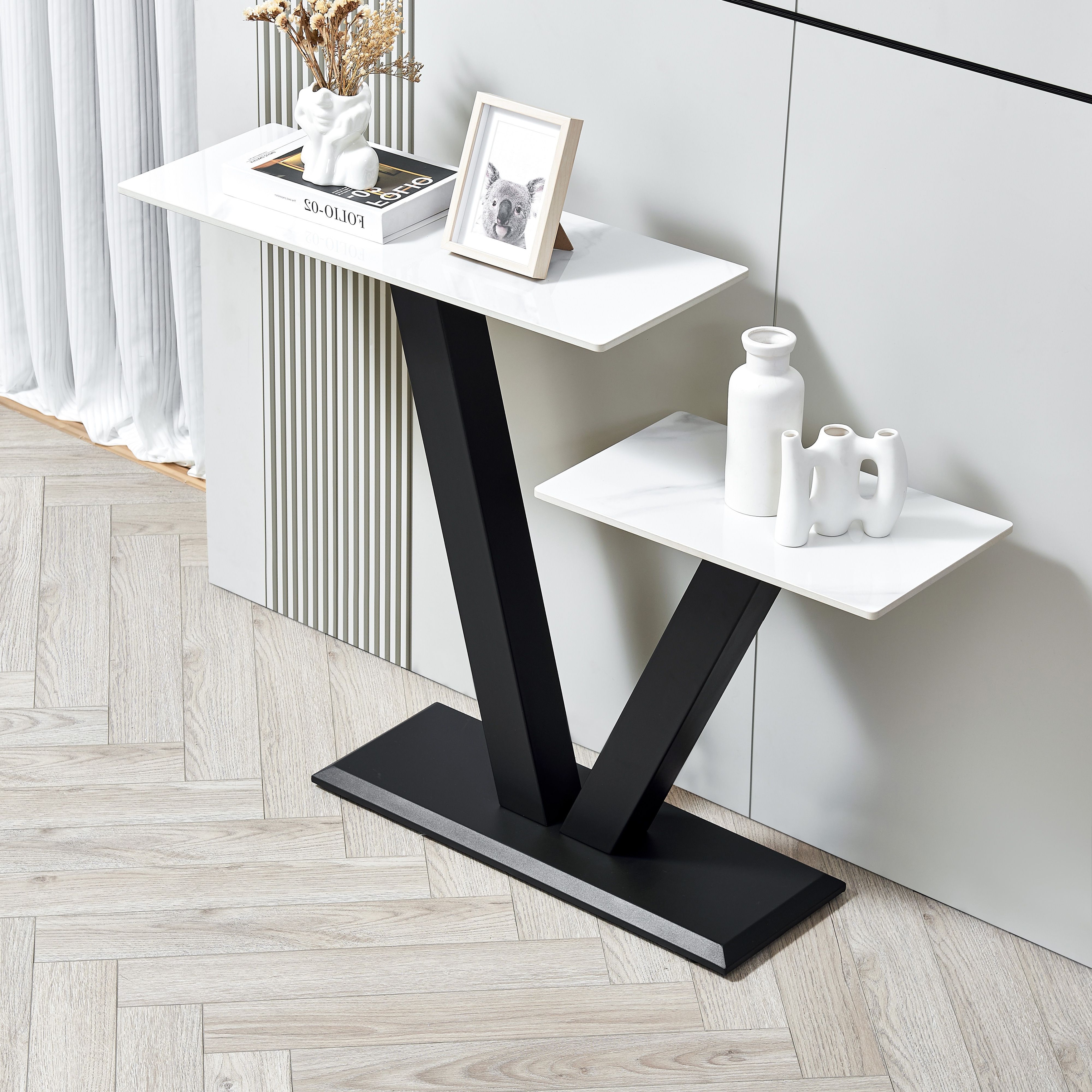 47.2 Narrow Sofa Table Metal Frame Console Table with Adjustable Foot Pads Livingroom Office Entryway Table Side Table Black On Sale Bed Bath Beyond 39631648