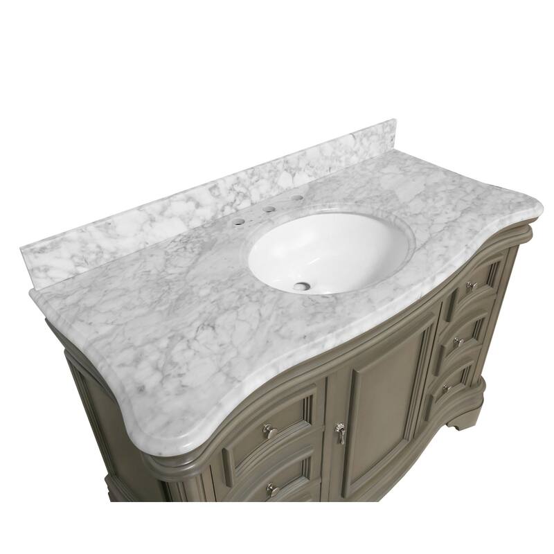 KitchenBathCollection Katherine 48" Bathroom Vanity with Carrara Marble Top