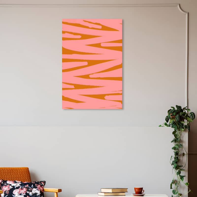 Wynwood Studio Canvas Abstract Lines will continue Pink and Pumpkin Modern & Contemporary Wall Art Canvas Print - 30 x 20