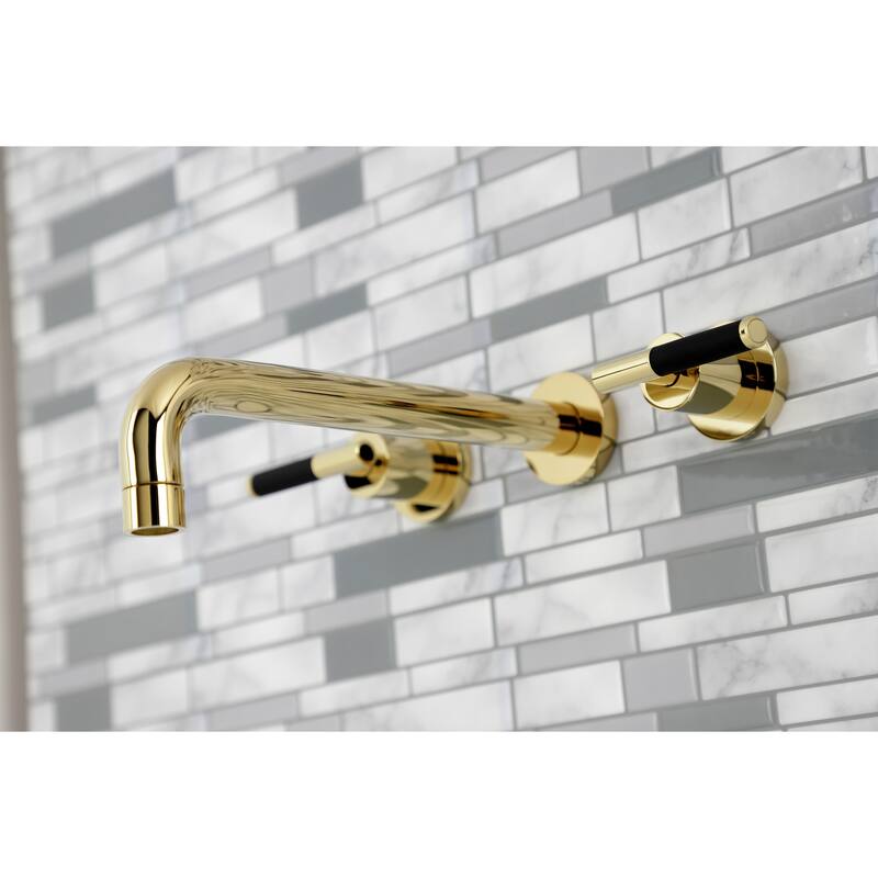 Kaiser Two-Handle Wall Mount Tub Faucet in Polished Brass