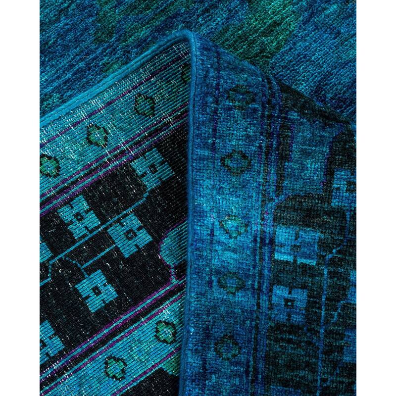 Overton Hand Knotted Wool Vintage Inspired Modern Contemporary Overdyed Blue Area Rug - 5' 1" x 7' 6"