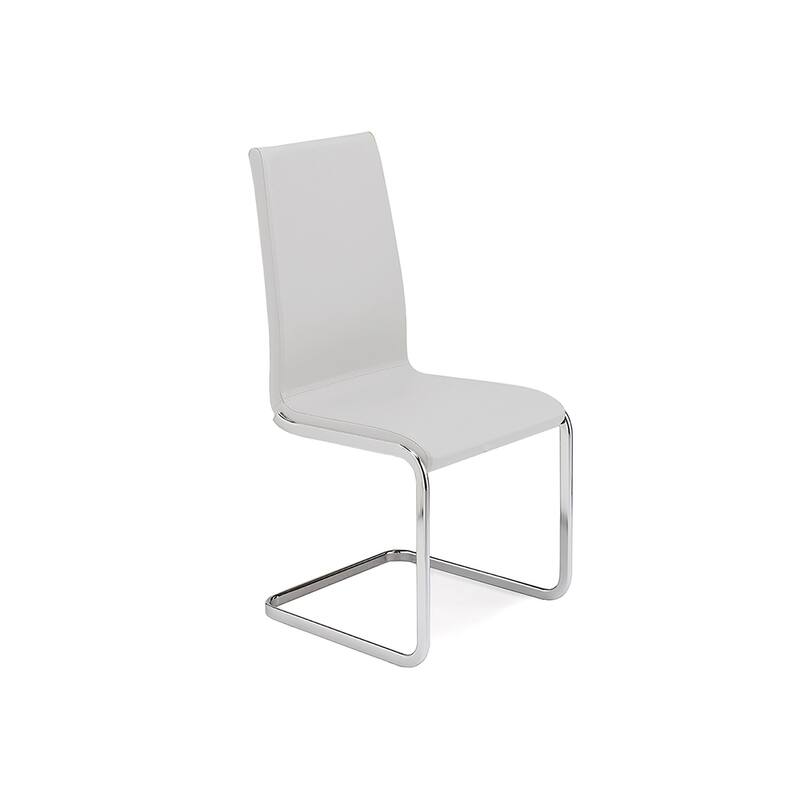 Casabianca Home Aurora Set of 2 Top Grain Dining Chairs Leather, White