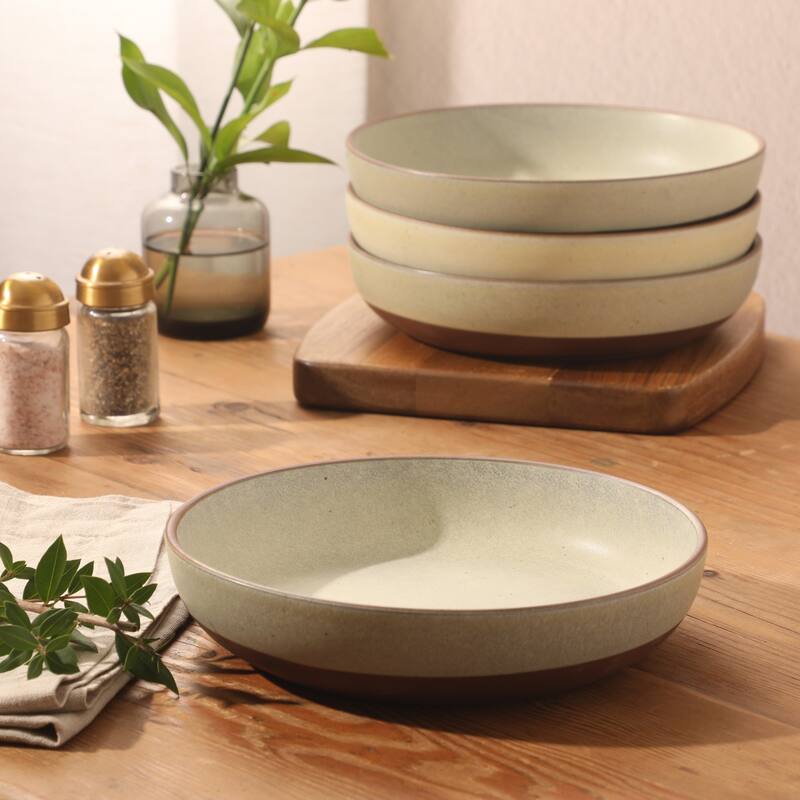 Gibson Elite William Crest 4 Piece Dinner Bowl Set, 8.5" Round Stoneware Reactive Glaze Finish, Large Soup, Pasta & Salad Bowls