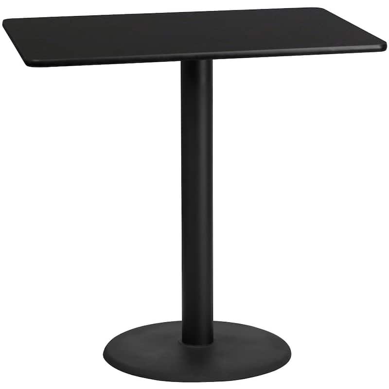 30'' x 48'' Rectangular Laminate Table Top with 24'' Round Bar Height Table Base - 30"W x 48"D x 43.125"H