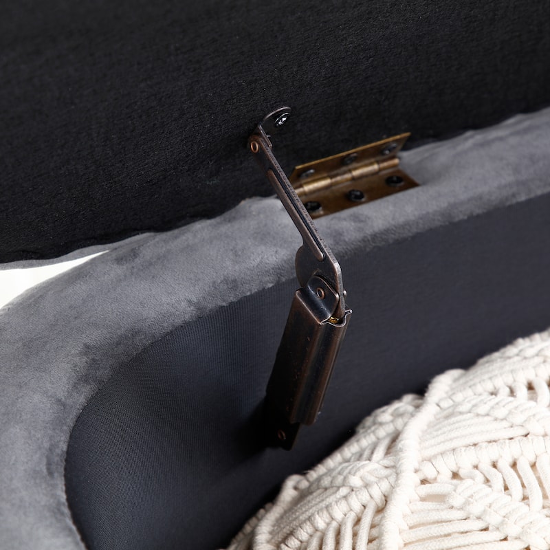 Storage Bench Bedroom Bench,Velvet Oval Upholstered End of Bed Bench with Golden Metal Legs,50" Storage Ottoman Bench