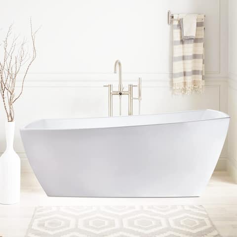 Vanity Art 67" X 31" White Acrylic Freestanding Bathtub