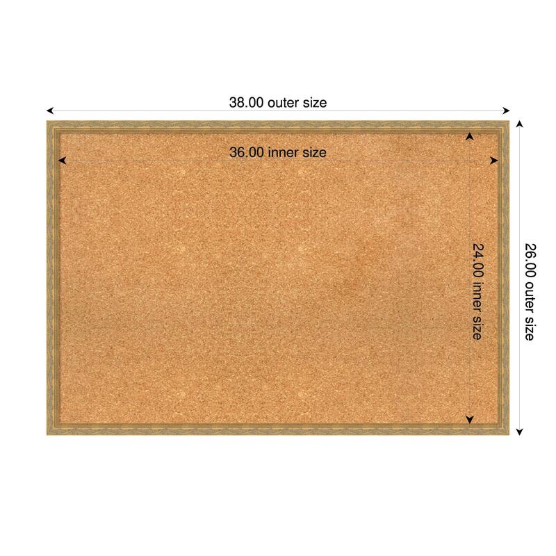 Mila Dark Gold Wood Framed Cork Board - Bulletin Board, Organization Board, Pin Board - Natural - 38 x 26 in