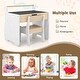 preview thumbnail 8 of 6, Kids Table and Chair Set with 2 in 1 Detachable Tabletop and Storage-White - Multi