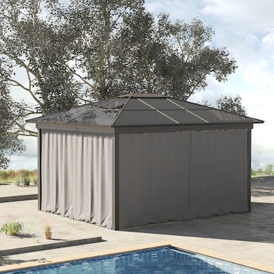 Outsunny 10' x 10' Universal Gazebo Sidewall Set with 4 Panels, 40 Hooks/C-Rings Included for Pergolas & Cabanas, Light Gray