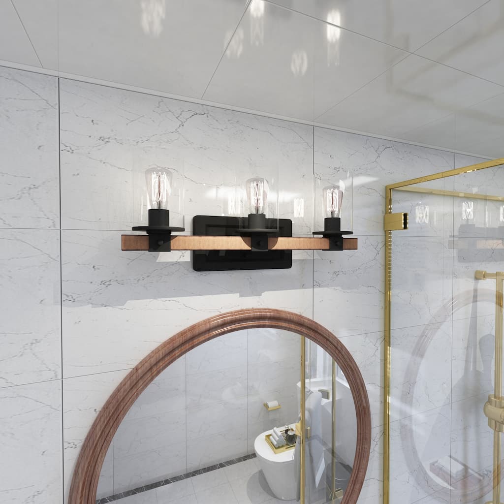 3-Light Black Rustic Vanity Light