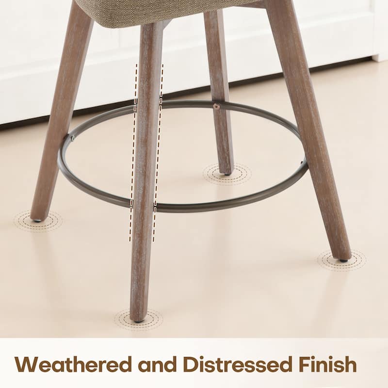 26" Upholstered Counter Height Swivel Bar Stool, Counter Stools with Solid Wood Legs - 39.37"H x 22.44"D x 21.65"W