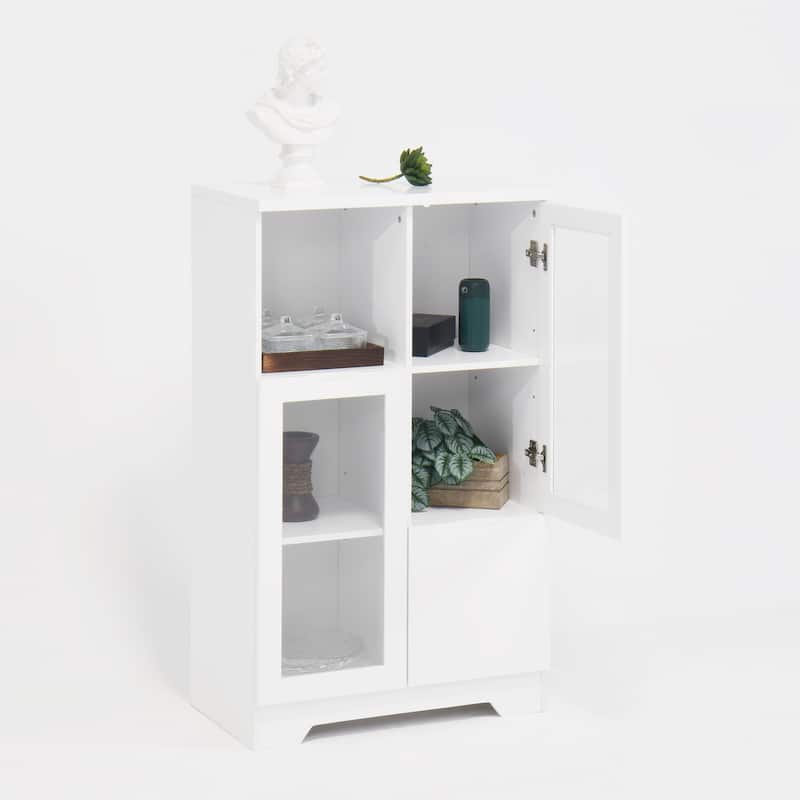 Wooden Floor Cabinet with 2 Glass Doors
