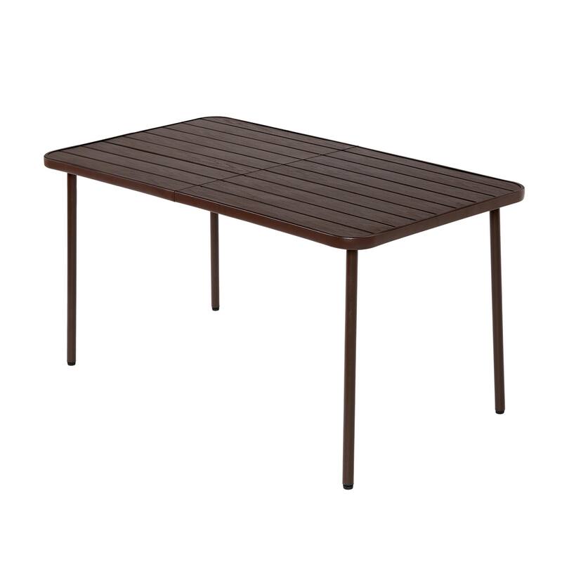 7 Pieces Patio Dining Set with Plastic Chairs and Steel Table