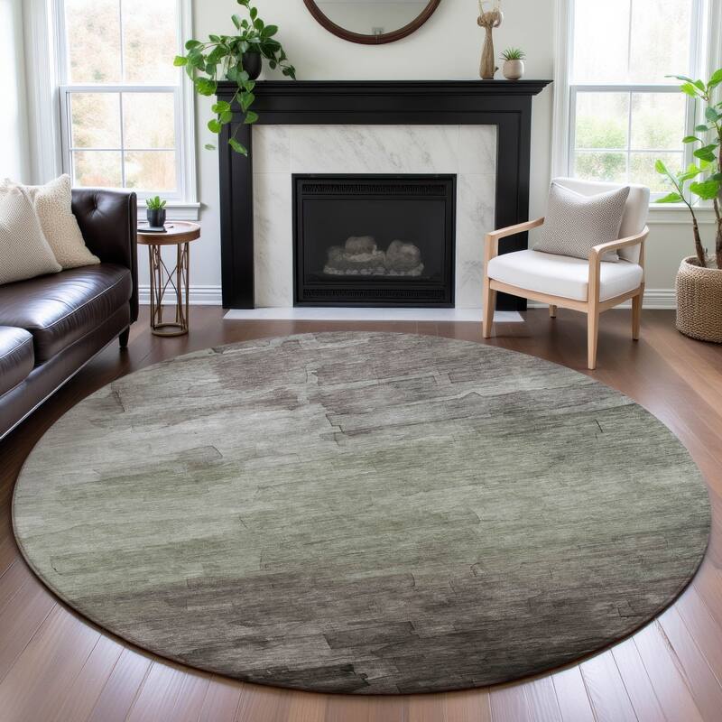 Premium Washable Super Soft Ombre Brushstrokes Mayfield Rug - Taupe - 8' x 8'