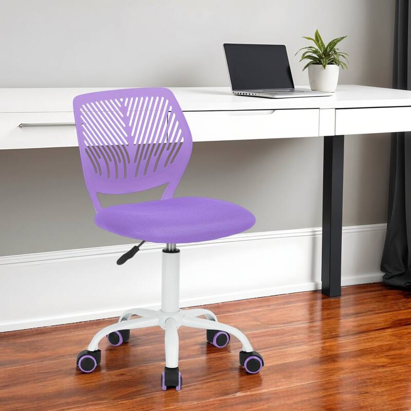Turquoise and White Adjustable Height Swivel Rolling Office Chair