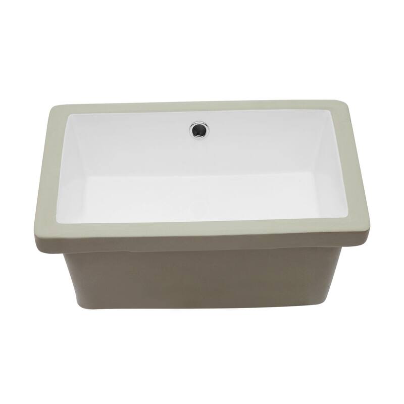 White Ceramic Handmade Rectangular Undermount Bathroom Sink