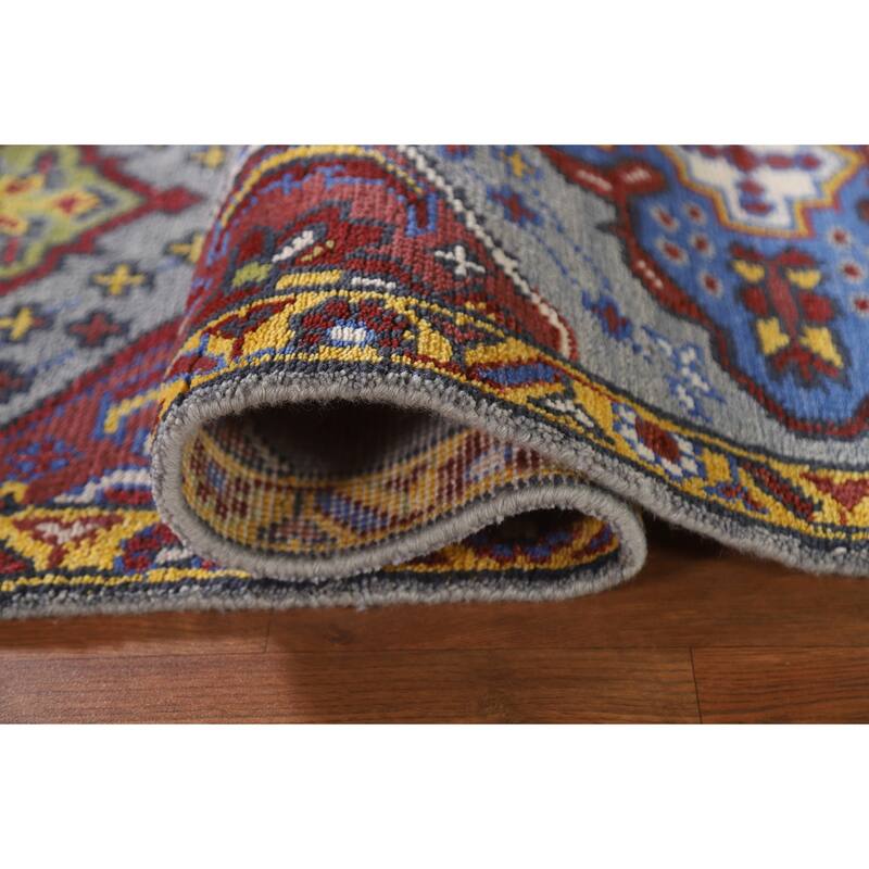 Geometric Kazak Indian Accent Area Rug Handmade Wool Carpet - 2'6"x 5'10"