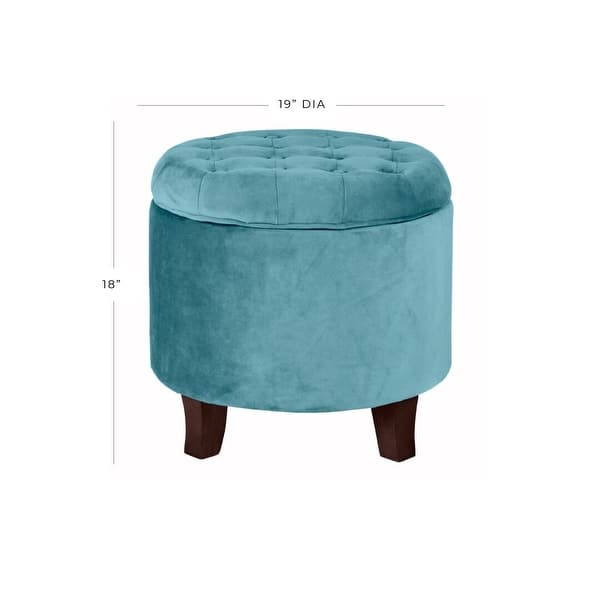 dimension image slide 3 of 2, Carson Carrington Hare Large Round Button-tufted Storage Ottoman